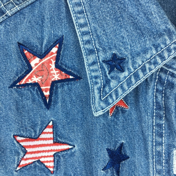 Appliqued Stars CAROLINA COLOURS Denim Shirt - Picture 2 of 5